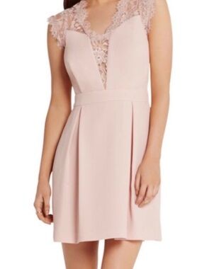 BCBGeneration Dusty Pink Lace-Trim Mini Dress
